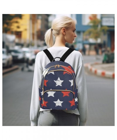 4th of July Women Backpack Grunge Red White Stars Anti-Theft Travel Backpack Lightweight Handbag Roomy Weekend Bag Everyday U...