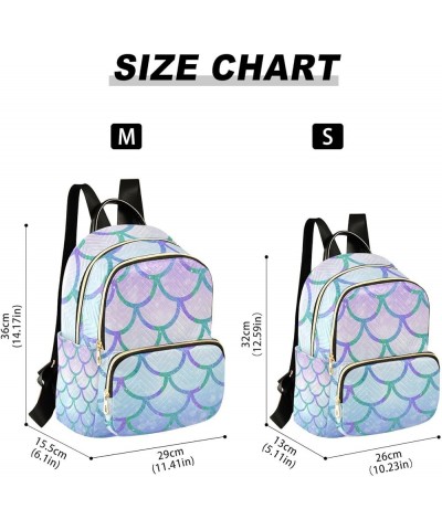 Women Backpack Mermaid Scales Purple Glitter Anti-Theft Travel Backpack with Luggage Belt Durable Lightweight Handbag Lady Pu...