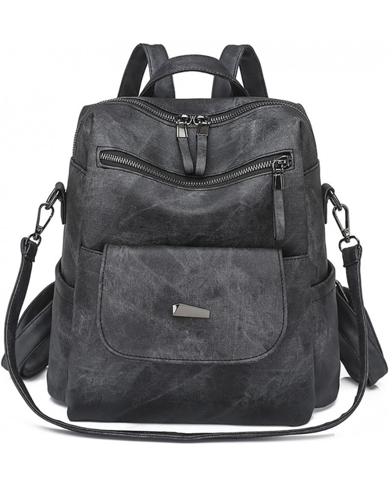 PU Leather Backpack Purse for Women Fashion Travel Backpack Convertible Ladies Shoulder Satchel Bags Grey Black $12.04 Satchels