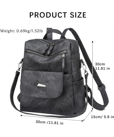 PU Leather Backpack Purse for Women Fashion Travel Backpack Convertible Ladies Shoulder Satchel Bags Grey Black $12.04 Satchels