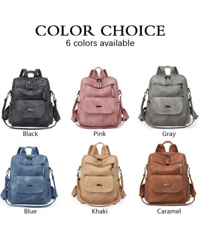 PU Leather Backpack Purse for Women Fashion Travel Backpack Convertible Ladies Shoulder Satchel Bags Grey Black $12.04 Satchels