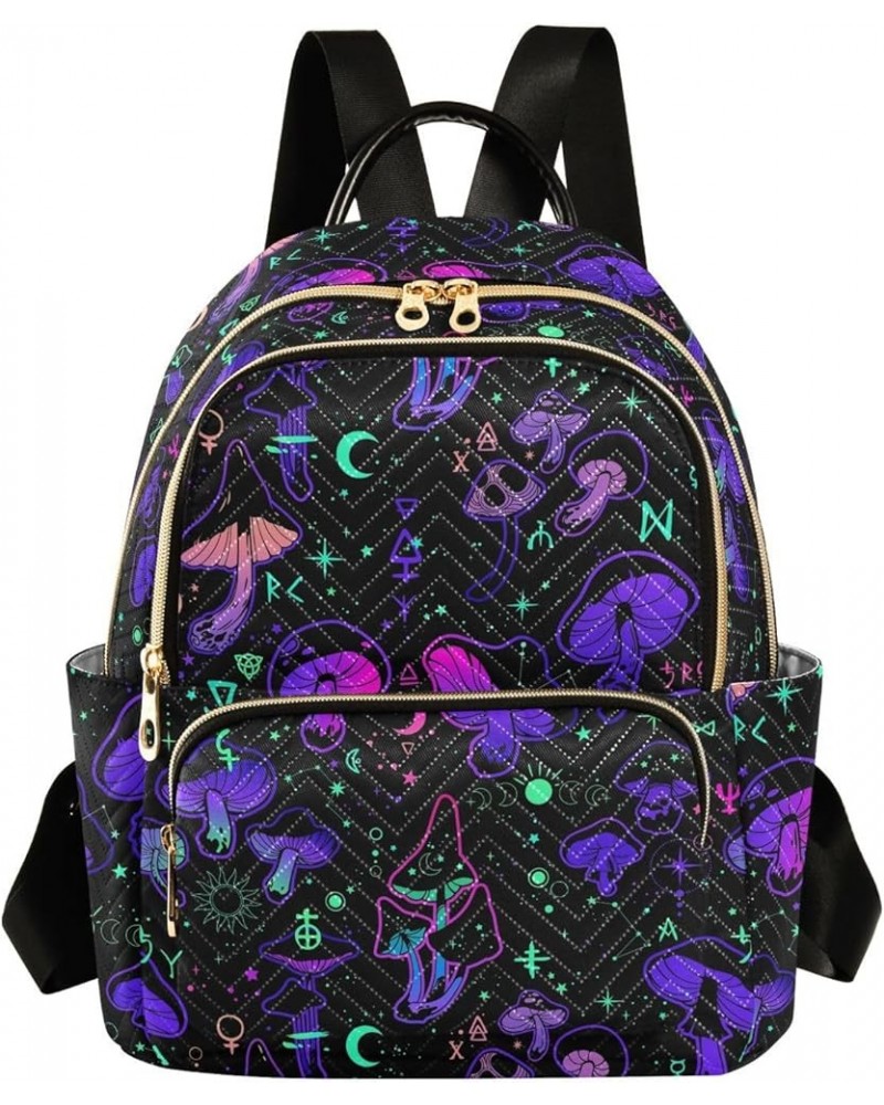 Mini Backpack for Women, Magic Mushrooms Occult Symbols Travel Backpack Purse for Ladies, Small Bookbag Daypack Shoulder Bag ...