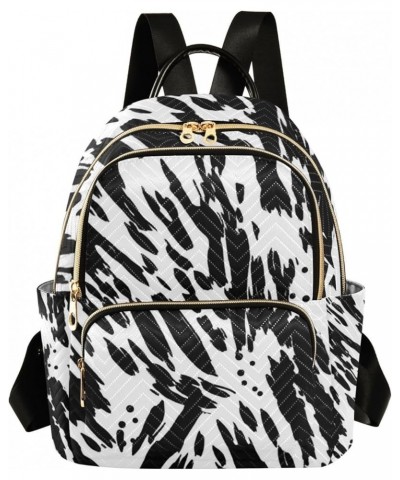 Two Pandas in Pockets Women's Backpack, Daily Backpack, Festival Backpack for Women, S Black White Zebra Fur Small $14.95 Bac...