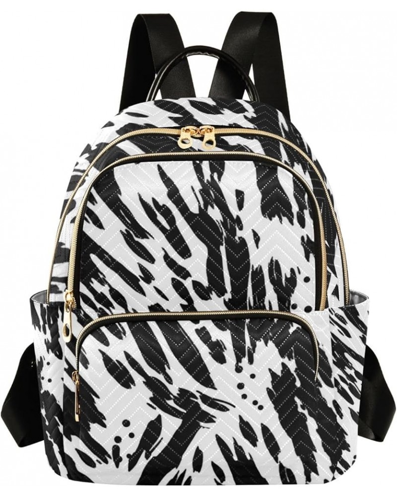 Two Pandas in Pockets Women's Backpack, Daily Backpack, Festival Backpack for Women, S Black White Zebra Fur Small $14.95 Bac...