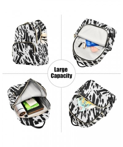 Two Pandas in Pockets Women's Backpack, Daily Backpack, Festival Backpack for Women, S Black White Zebra Fur Small $14.95 Bac...