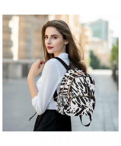 Two Pandas in Pockets Women's Backpack, Daily Backpack, Festival Backpack for Women, S Black White Zebra Fur Small $14.95 Bac...