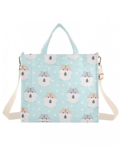 Cute Hamster and Polka Dots Corduroy Tote Bag for Women Hobo Crossbody Bag Purse Stylish Shoulder Handbag Messenger Bags, S $...