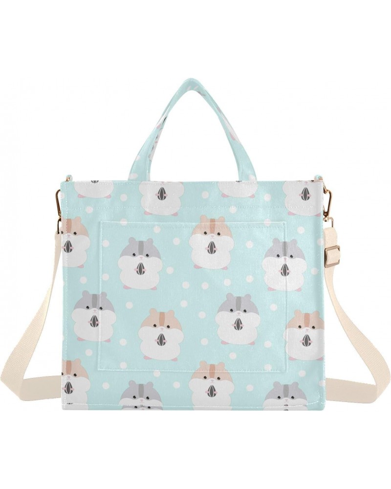 Cute Hamster and Polka Dots Corduroy Tote Bag for Women Hobo Crossbody Bag Purse Stylish Shoulder Handbag Messenger Bags, S $...