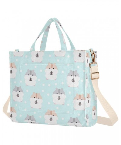 Cute Hamster and Polka Dots Corduroy Tote Bag for Women Hobo Crossbody Bag Purse Stylish Shoulder Handbag Messenger Bags, S $...