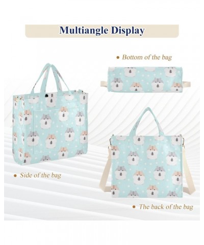 Cute Hamster and Polka Dots Corduroy Tote Bag for Women Hobo Crossbody Bag Purse Stylish Shoulder Handbag Messenger Bags, S $...