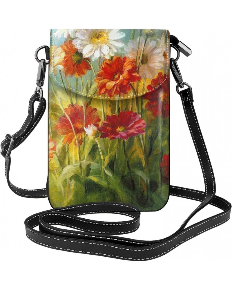 Watercolor Wild Flowers Crossbody Wallet Phone Bag for Women Mini Shoulder Bag Cell Phone Purse $13.93 Crossbody Bags