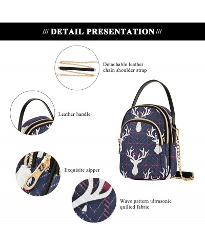 Phone Bag with Strap Christmas Toys Print Cute Quilted over Shoulder Handbags PU Leather Designer Crossbody Bag White Silhoue...