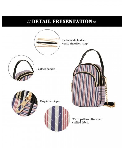 Retro Usa Color Striped Crossbody Handbags for Women Casual Leather Shoulder Phone Purse $13.77 Crossbody Bags