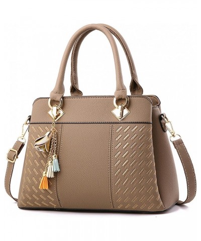 Womens Handbags Ladies Purse Satchel Shoulder Bags Roomy Fashion Tote Leather Bag Small Beach Tote Khaki $27.54 Satchels