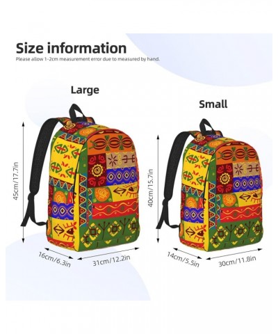 African National Patterns Print Casual Double Shoulder Daypack,Anti-Theft Travel Canvas Backpack For Men And Women Black Medi...