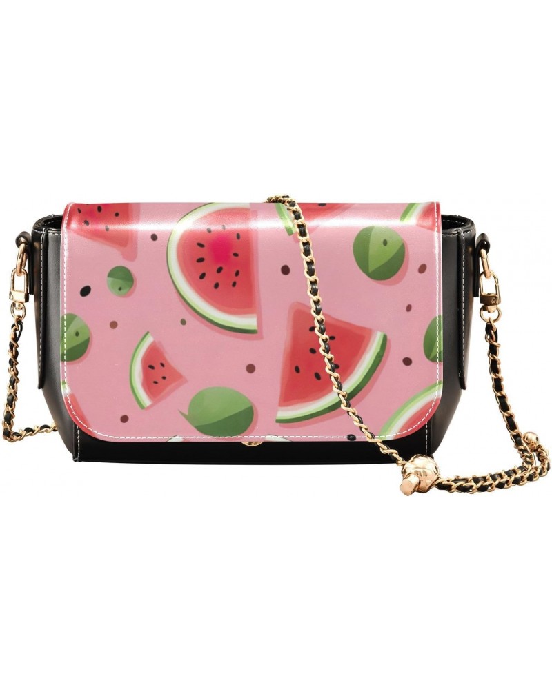 Delicious Watermelon Crossbody Bag for Women Girls,Leather Cross Body Purses Chain Strap Handbags Shoulder Bag $22.39 Crossbo...