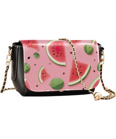 Delicious Watermelon Crossbody Bag for Women Girls,Leather Cross Body Purses Chain Strap Handbags Shoulder Bag $22.39 Crossbo...