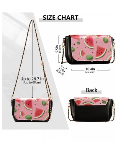 Delicious Watermelon Crossbody Bag for Women Girls,Leather Cross Body Purses Chain Strap Handbags Shoulder Bag $22.39 Crossbo...