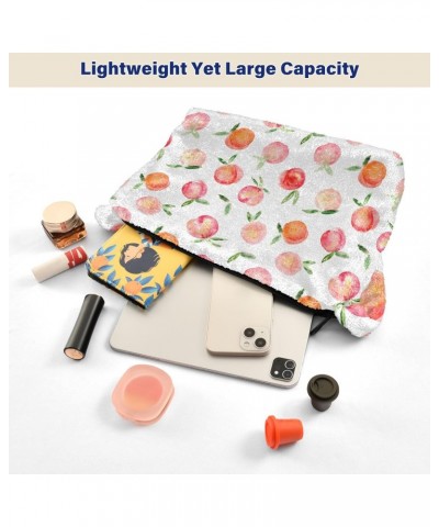 Fruit Women Boho Handbag Cute Watercolor Peach Leaves Underarm Bag Tote Bag Shoulder Bag Crossbody Bag Fluffy Cell Phone Purs...