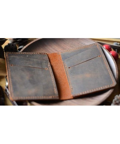 Leather Distressed Slim Bifold Wallet Brown Brown $15.30 Wallets