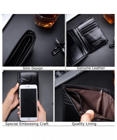 Slim Wallet for Men RFID Blocking Genuine Leather Minimalist Front Pocket Wallets for Men 203V (Black) $29.32 Wallets