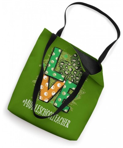 Middle School Teacher Love St Patricks Day Women Shamrock Tote Bag $16.23 Totes