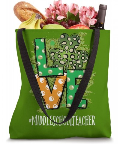 Middle School Teacher Love St Patricks Day Women Shamrock Tote Bag $16.23 Totes