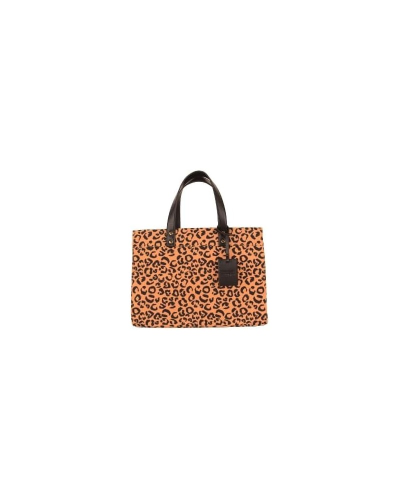 Leopard Box Tote Handbag with Canvas and Leather Handle, 13.50-inch Width, Gift, Everyday Use $30.55 Totes