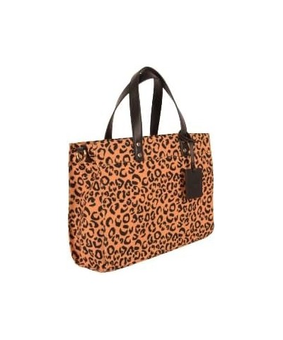 Leopard Box Tote Handbag with Canvas and Leather Handle, 13.50-inch Width, Gift, Everyday Use $30.55 Totes