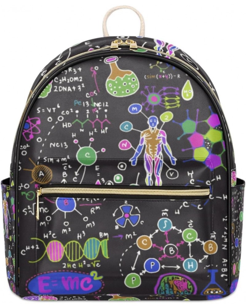 Educational Physics Mathematics Mini Backpack Purse for Women Teen Girls, Education Leather Small Backpack Lightweight Casual...