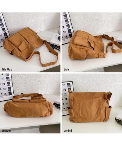 Canvas Shoulder Bags for Women Large Capacity Crossbody Messenger Bag Multiple Pockets Hobo Tote Bag Brown $13.33 Totes