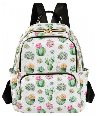 Mini Backpack for Women, Colorful Succulents Plants Travel Backpack Purse for Ladies, Small Bookbag Daypack Shoulder Bag M Mu...