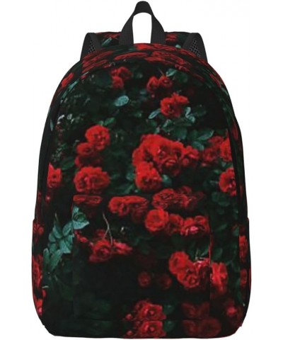 Red And Black Rose Print Unisex Canvas Backpack Cute Backpack For Travel Sports Casual Aesthetic Backpack Black Small $18.21 ...