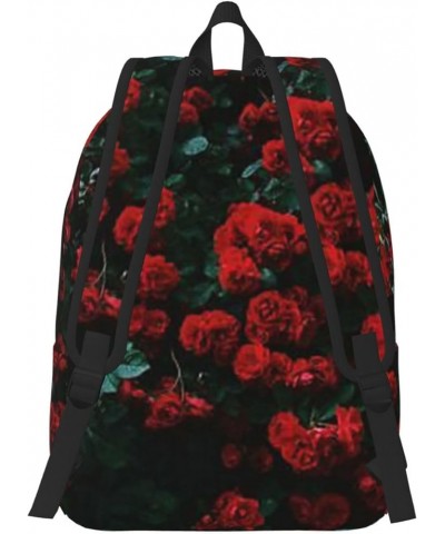 Red And Black Rose Print Unisex Canvas Backpack Cute Backpack For Travel Sports Casual Aesthetic Backpack Black Small $18.21 ...