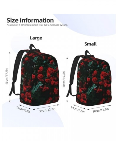 Red And Black Rose Print Unisex Canvas Backpack Cute Backpack For Travel Sports Casual Aesthetic Backpack Black Small $18.21 ...