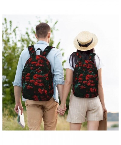 Red And Black Rose Print Unisex Canvas Backpack Cute Backpack For Travel Sports Casual Aesthetic Backpack Black Small $18.21 ...