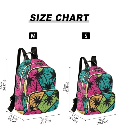 Colorful Geometry Palm Trees Mini Backpack Fashion Backpack Purse for Women,Handbag Shoulder Bag Casual Daypack, Ladies Gift ...