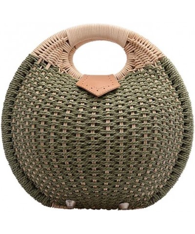 Women's Straw Woven Shell Bag Semi-Circle Beach Tote Satchel Summer Casual Top Handle Rattan bag Green $15.40 Totes