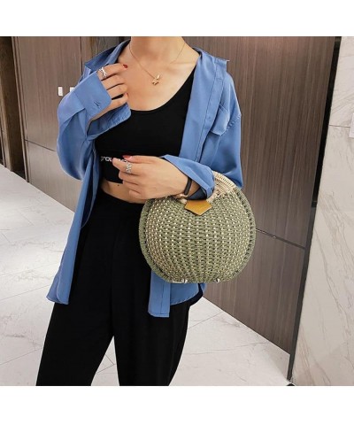 Women's Straw Woven Shell Bag Semi-Circle Beach Tote Satchel Summer Casual Top Handle Rattan bag Green $15.40 Totes