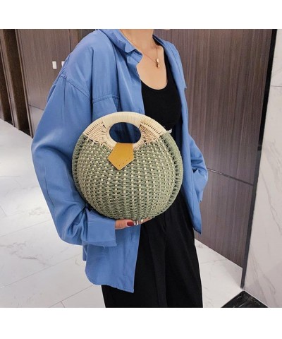 Women's Straw Woven Shell Bag Semi-Circle Beach Tote Satchel Summer Casual Top Handle Rattan bag Green $15.40 Totes