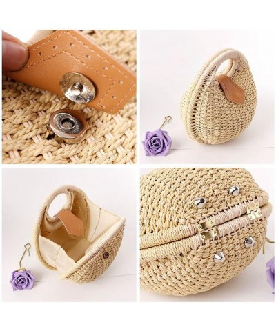 Women's Straw Woven Shell Bag Semi-Circle Beach Tote Satchel Summer Casual Top Handle Rattan bag Green $15.40 Totes