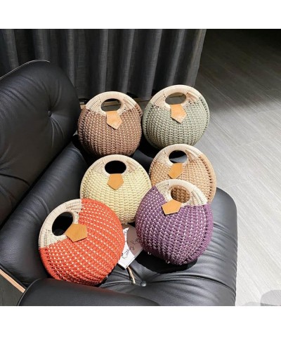 Women's Straw Woven Shell Bag Semi-Circle Beach Tote Satchel Summer Casual Top Handle Rattan bag Green $15.40 Totes