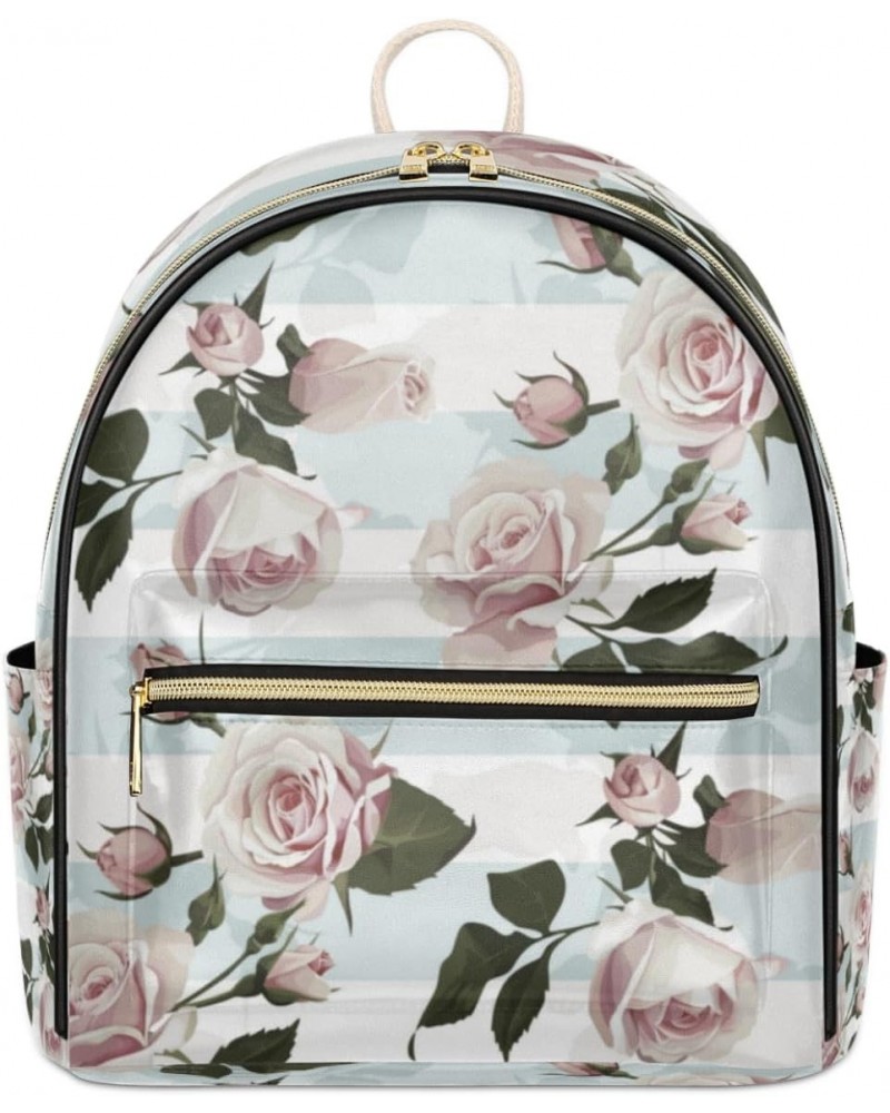 Rose Flower Beautiful Mini Backpack Purse for Women Small Casual Daypacks Pu Leather Bookbag Fashion Back Packs Anti Theft Tr...