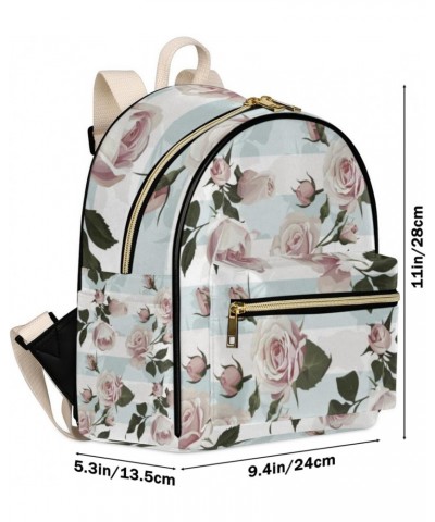 Rose Flower Beautiful Mini Backpack Purse for Women Small Casual Daypacks Pu Leather Bookbag Fashion Back Packs Anti Theft Tr...