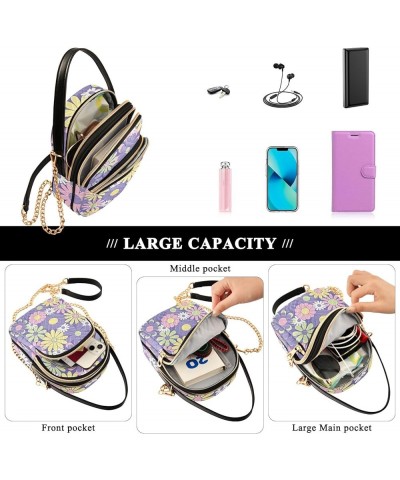 Leopard Print Design Phone Bag with Strap PU Leather Woman Shoulder Handbag Quilted Crossbody Wallet Bag Colorful Floral Groo...