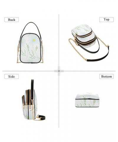 Women's Crossbody Bag, White Daisy Three Zipper Design Handbag Shoulder Bag Wallet Color360 $10.66 Crossbody Bags