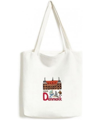 Demark National symbol Landmark Pattern Tote Canvas Bag Shopping Satchel Casual Handbag $13.02 Totes