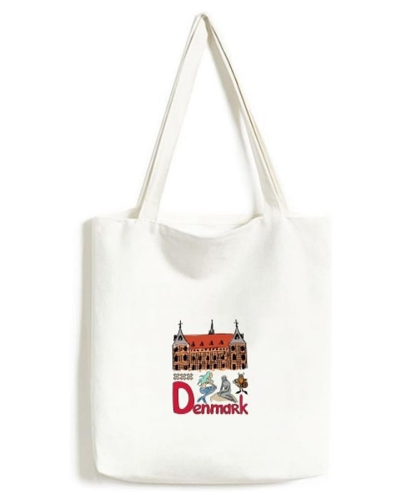 Demark National symbol Landmark Pattern Tote Canvas Bag Shopping Satchel Casual Handbag $13.02 Totes