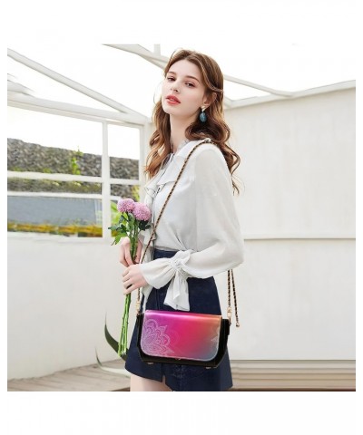 White Mandala Gradient Crossbody Bags for Women, Trendy Small Shoulder Bag, PU Leather Clutch Purse Underarm Handbag Satchel ...