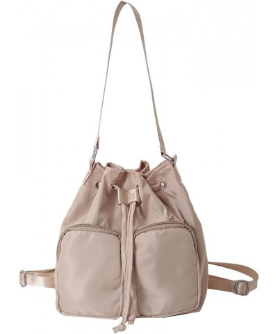 Bucket Bags for Women, Small Drawstring Backpack Crossbody Bucket Purse with Two Straps (Brown) Khaki $11.65 Backpacks